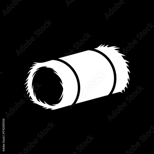 Round hay bale silhouette icon farm agriculture symbol.