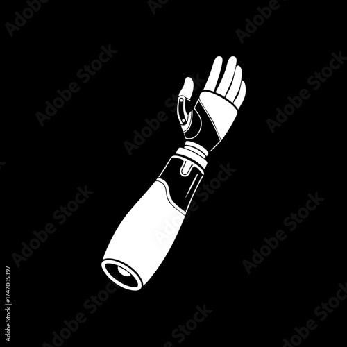 Futuristic White Robotic Arm Prosthetic Bionic Limb Technology.