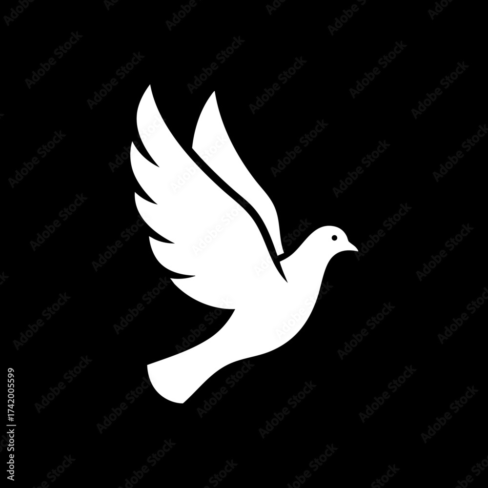 Fototapeta premium White dove in graceful flight a symbol of peace freedom and hope.