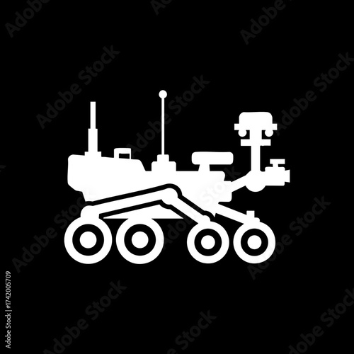 Mars Rover Silhouette Icon for Space Exploration and Technology.