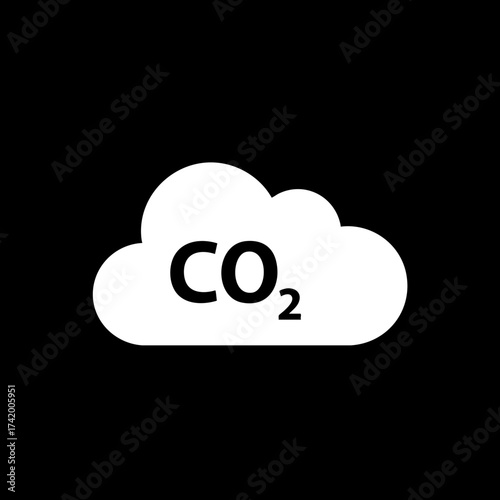 Carbon dioxide CO2 cloud icon representing air pollution and climate change.