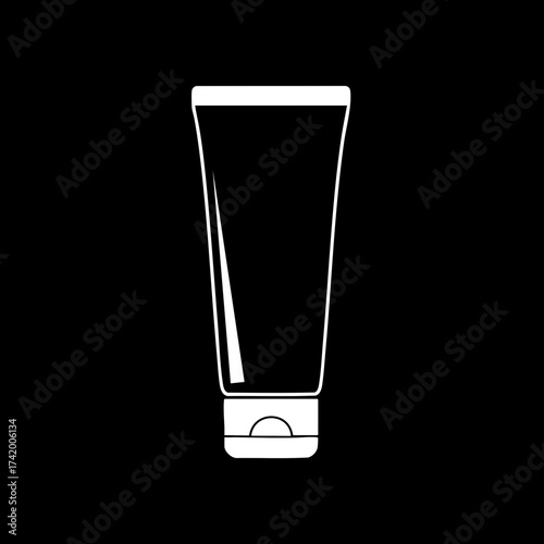 Cosmetic Cream Tube Icon Silhouette for Beauty and Personal Care Products.
