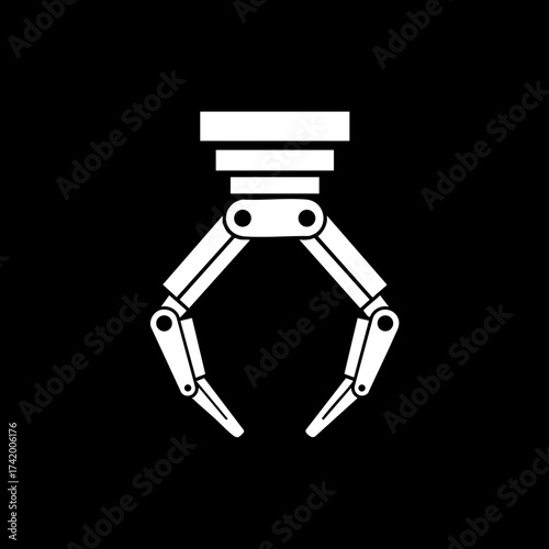 Robotic Claw Machine Gripper Icon Vector.