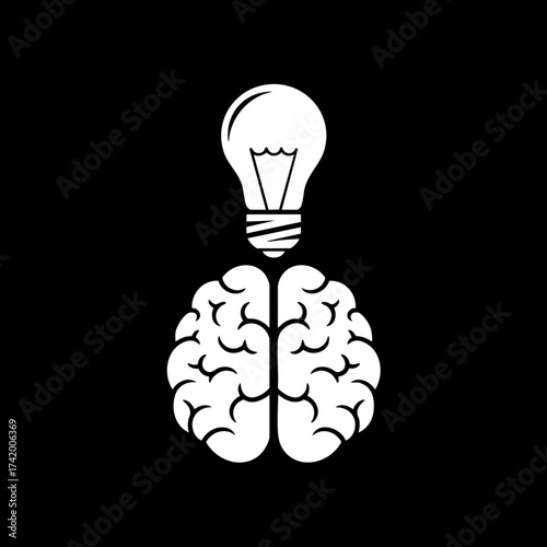 Brain and light bulb symbolizing creative thinking and innovative ideas.