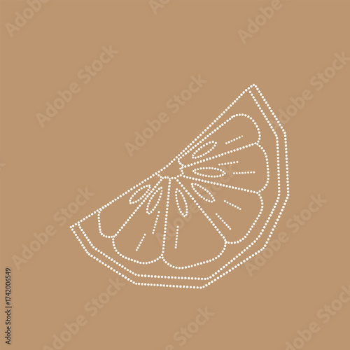 Stylized Lemon Slice with dotted outline on a neutral emphasizing simplicity and elegance