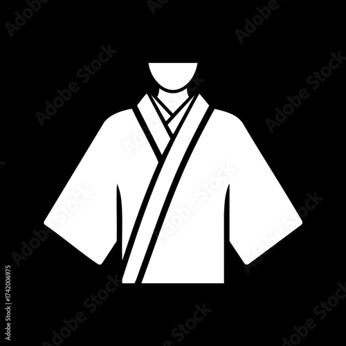 Simple white martial arts uniform gi kimono icon.