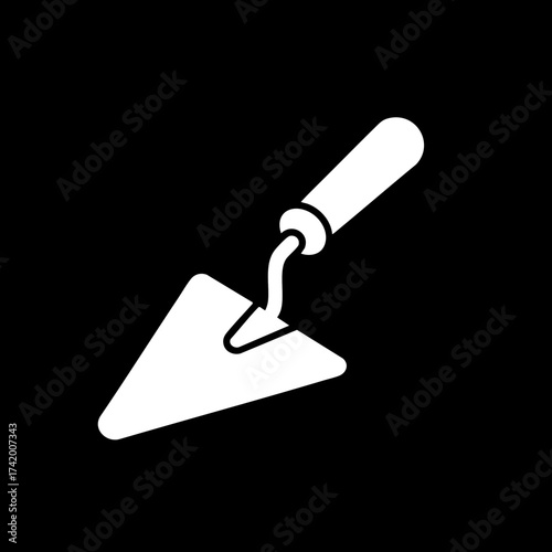 White silhouette of a construction or gardening trowel tool.