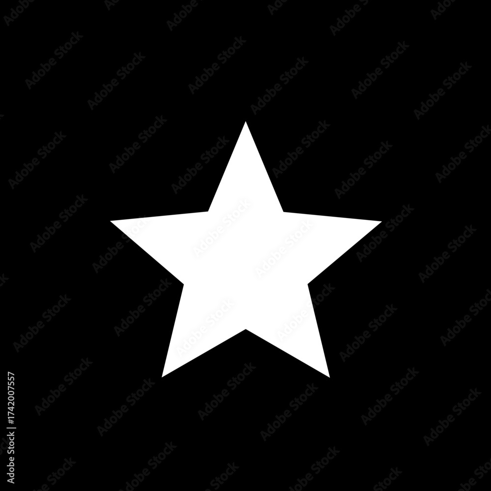Fototapeta premium Simple White Five Pointed Star Icon on Black Background.