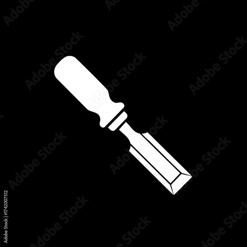 Classic Woodworking Chisel Hand Tool Silhouette Icon.
