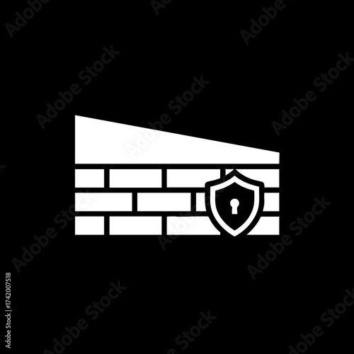 Digital Firewall Security System Icon for Network Protection.
