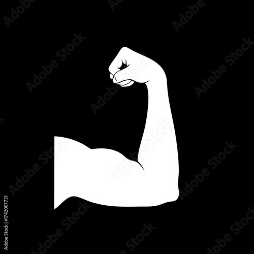 Strong Arm Flexing Bicep Muscle Power Strength Symbol.