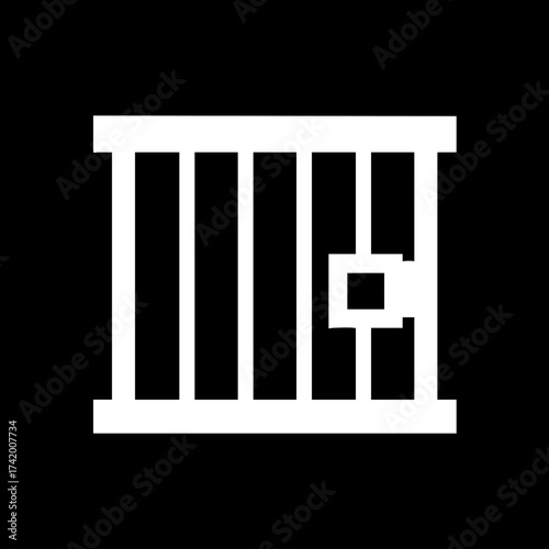 Simple white jail bars icon on black background.