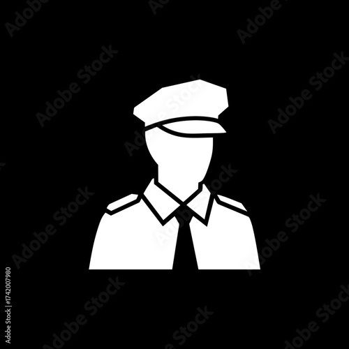Police Officer Security Guard Icon Silhouette.