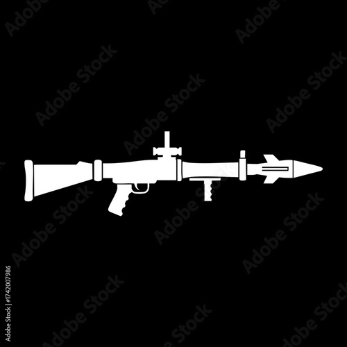 Rocket Propelled Grenade Launcher Weapon Silhouette Illustration.