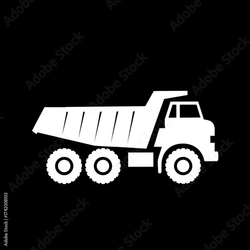 White silhouette of a heavyduty dump truck an iconic symbol of construction and mining transport.