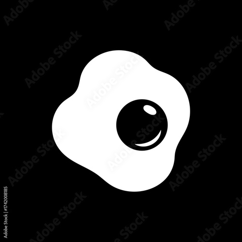 Minimalist white fried egg icon for breakfast and food designs.