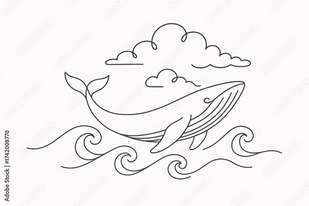 Fototapeta premium Serene Marine Scene, Illustration, Aesthetic Design, Minimalist Style