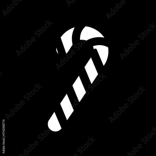 Classic striped candy cane silhouette a sweet symbol of holiday cheer and festive treats.