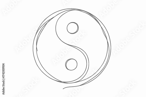 Yin Yang Symbol Design Illustration, Abstract Art, Digital Artwork, Minimalist Style