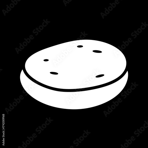 Simple white potato icon illustration on a black background.