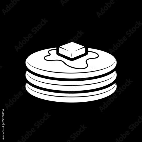Simple Stack of Pancakes with Melting Butter and Syrup Illustration.