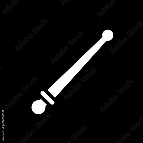 White Drumstick or Conductor Baton Minimalist Icon.