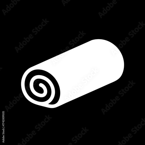 Minimalist white rolled object icon simple graphic illustration.