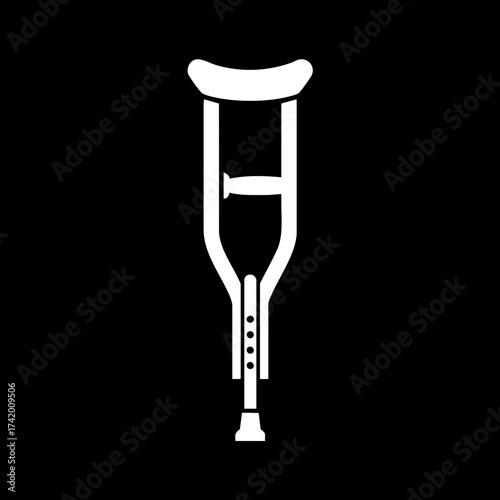 Single white crutch medical aid for walking support.