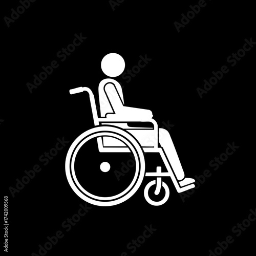 Wheelchair user accessibility icon universal symbol graphic.