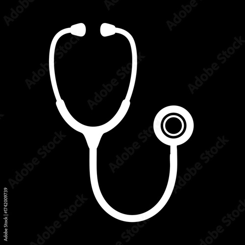 Simple White Stethoscope Icon for Medical and Healthcare Professionals 1.