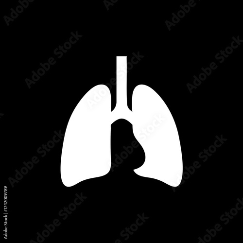 Human Lungs Silhouette Icon for Medical and Health Concepts.