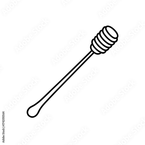 Honey dipper simple outline art on transparent background