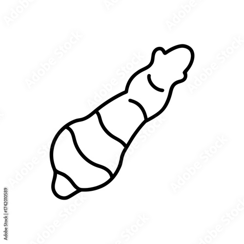 Outline drawing of ginger root on transparent background