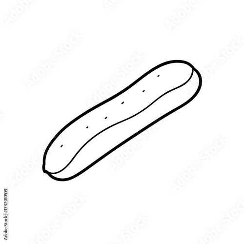 Outline of a pastry eclair art on transparent background