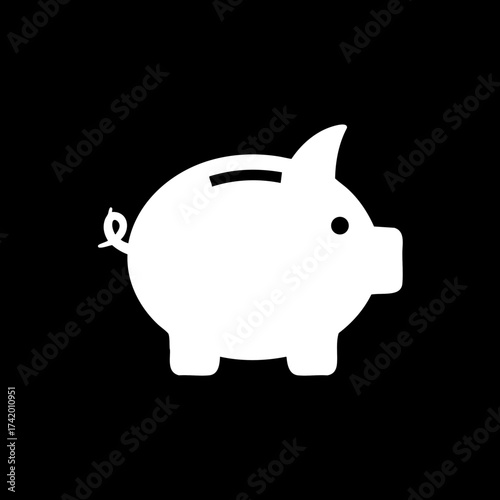 Simple white piggy bank icon representing savings and financial security.