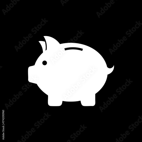 White piggy bank icon for savings and financial investment.