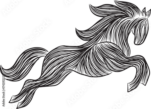 Horse painted silhouette. Chinese symbol horoscope. Traditional symbol of New Year 2026.