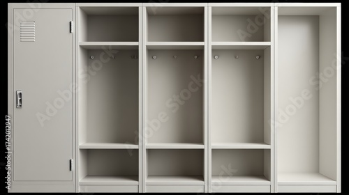 Modern gray locker design with multiple compartments for storage solutions