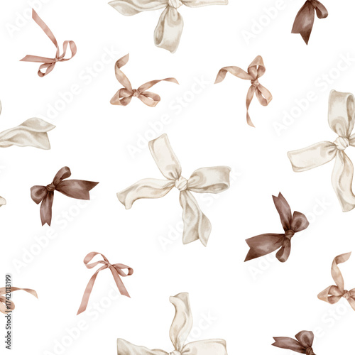 Seamless pattern of Ribbons vintage isolated on transparent background