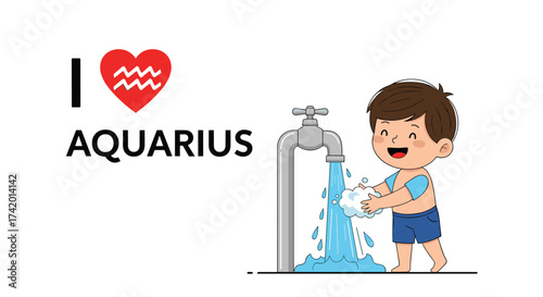 Child enjoying washing hands under running water from a tap.