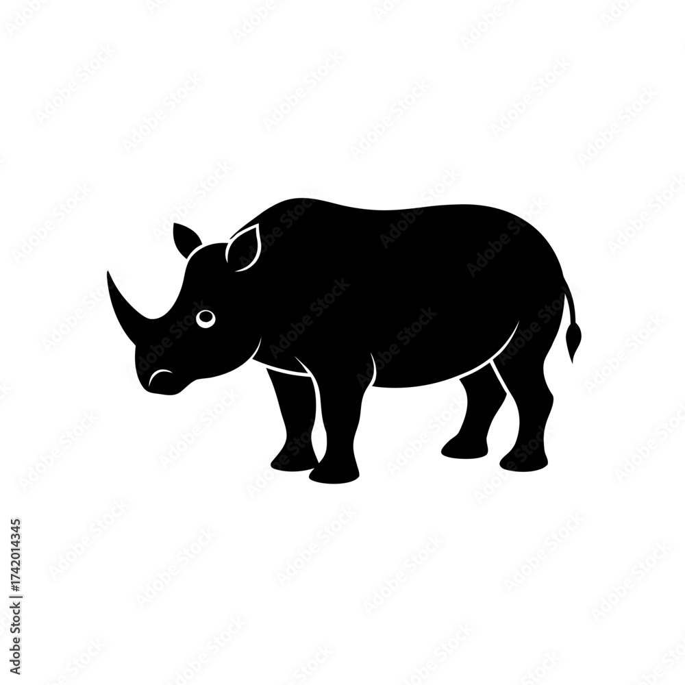 Fototapeta premium Silhouette of a rhino art on transparent background