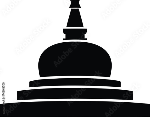 Buddhist stupa silhouette, a sacred temple and spiritual monument vector