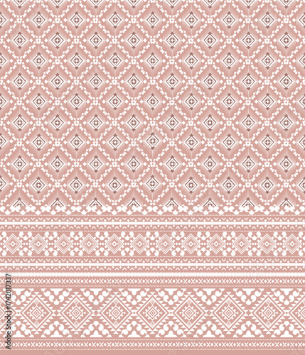vector pattern with decorative elements floral pink creamy