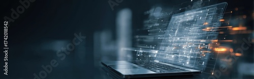 A laptop displays SAP S4HANA software, showcasing data integration and analytics. This setup supports business decision-making in a modern office environment.