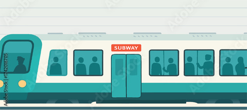 Print  Subway metro flat vector illustration