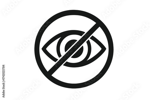 Forbidden content icon. Do not look symbol. Hidden, censored, or private information concept. Sensitive content warning vector. Prohibited view sign. Parental control pictogram.