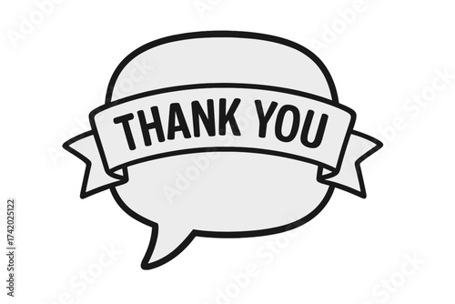 Thank you speech bubble. Gratitude icon. Appreciation concept. Vector ribbon banner. Thanks message. Chat communication symbol. Graphic design element. Isolated background.