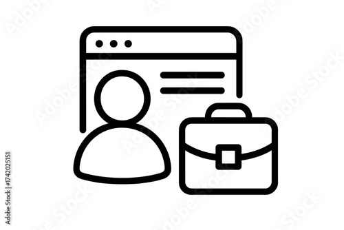 Business user profile icon. Employee account and career portfolio concept. Human resources management system symbol. Personal data, CV, resume. Professional worker information vector.