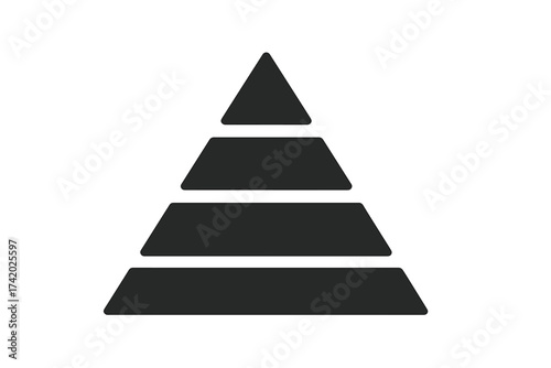 Hierarchy Pyramid Diagram Vector Isolated on White Background, Infographic Layered Segments, Business Data Visualization, Organizational Structure Concept, Editable Simple Geometric Order