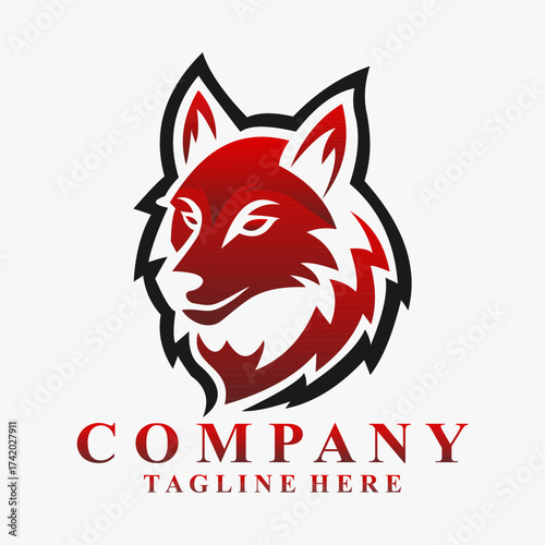 Red Wolf Logo Designs Icon Template